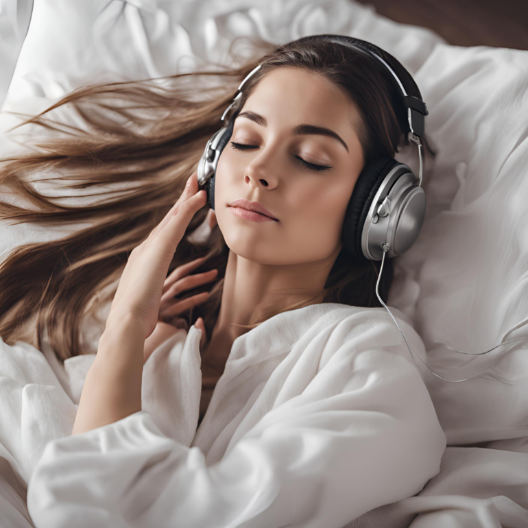 girl listening to relaxing music